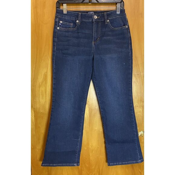 Chaps Mid Rise Crop Kick Jeans Womens 8 Light Wash Blue Stretch Denim - Picture 8 of 12